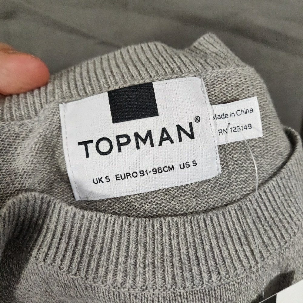 Topman gray crew sweater NWT